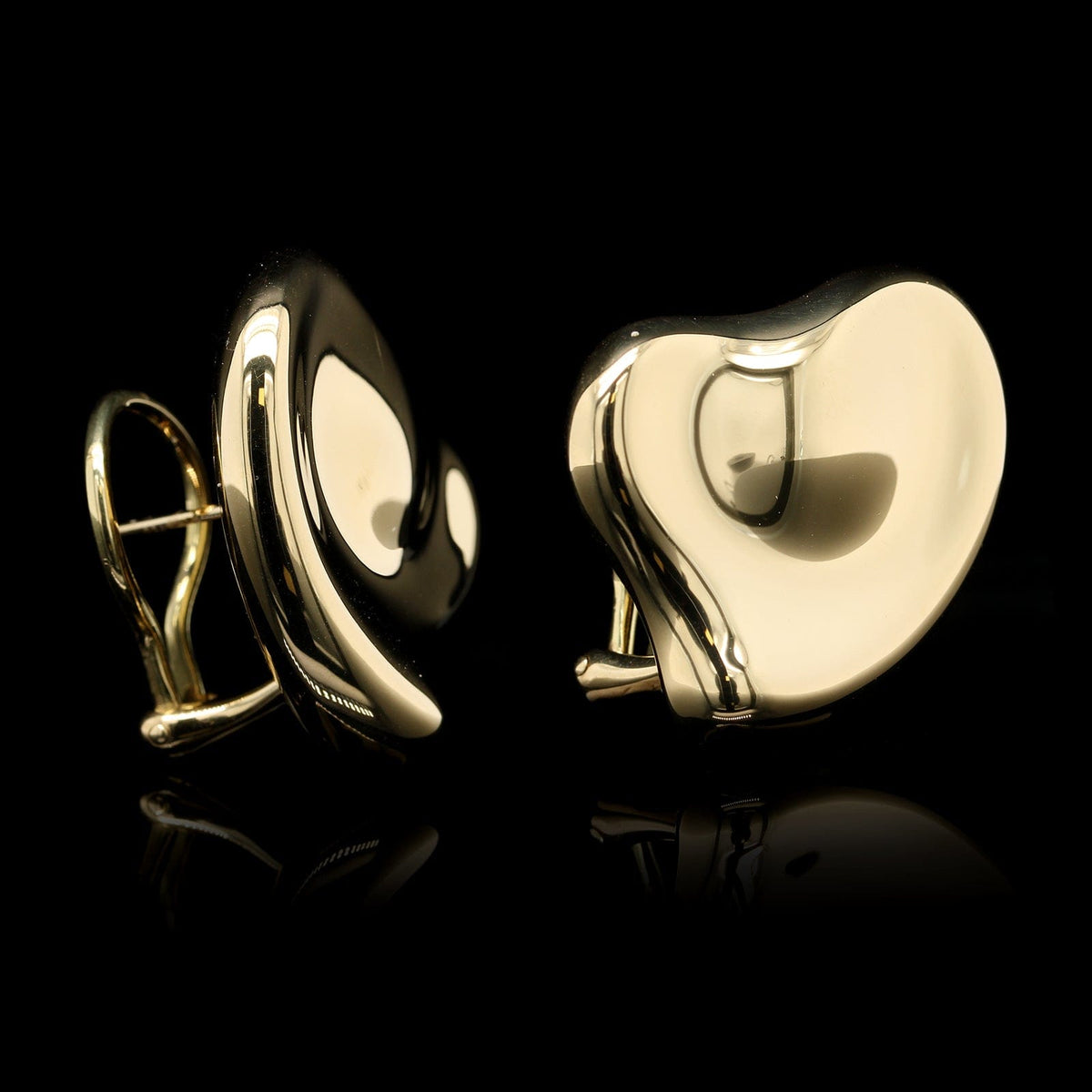 Tiffany & Co. Elsa Peretti 18K Yellow Gold Estate Full Heart Earrings