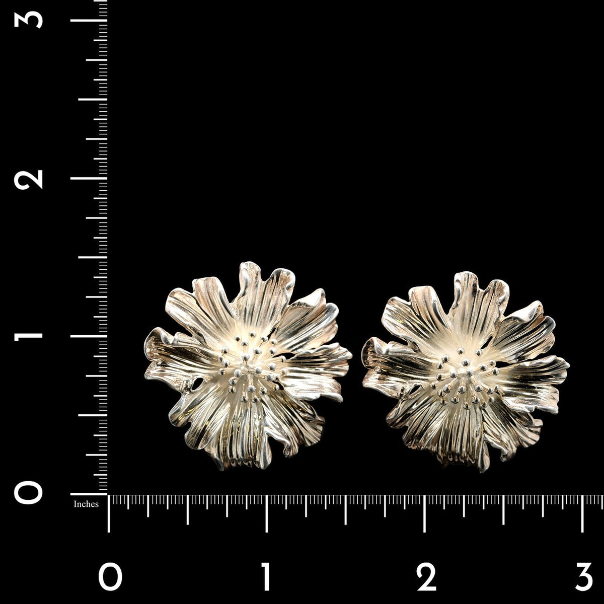 Tiffany & Co. Sterling Silver Estate Marigold Flower Earrings