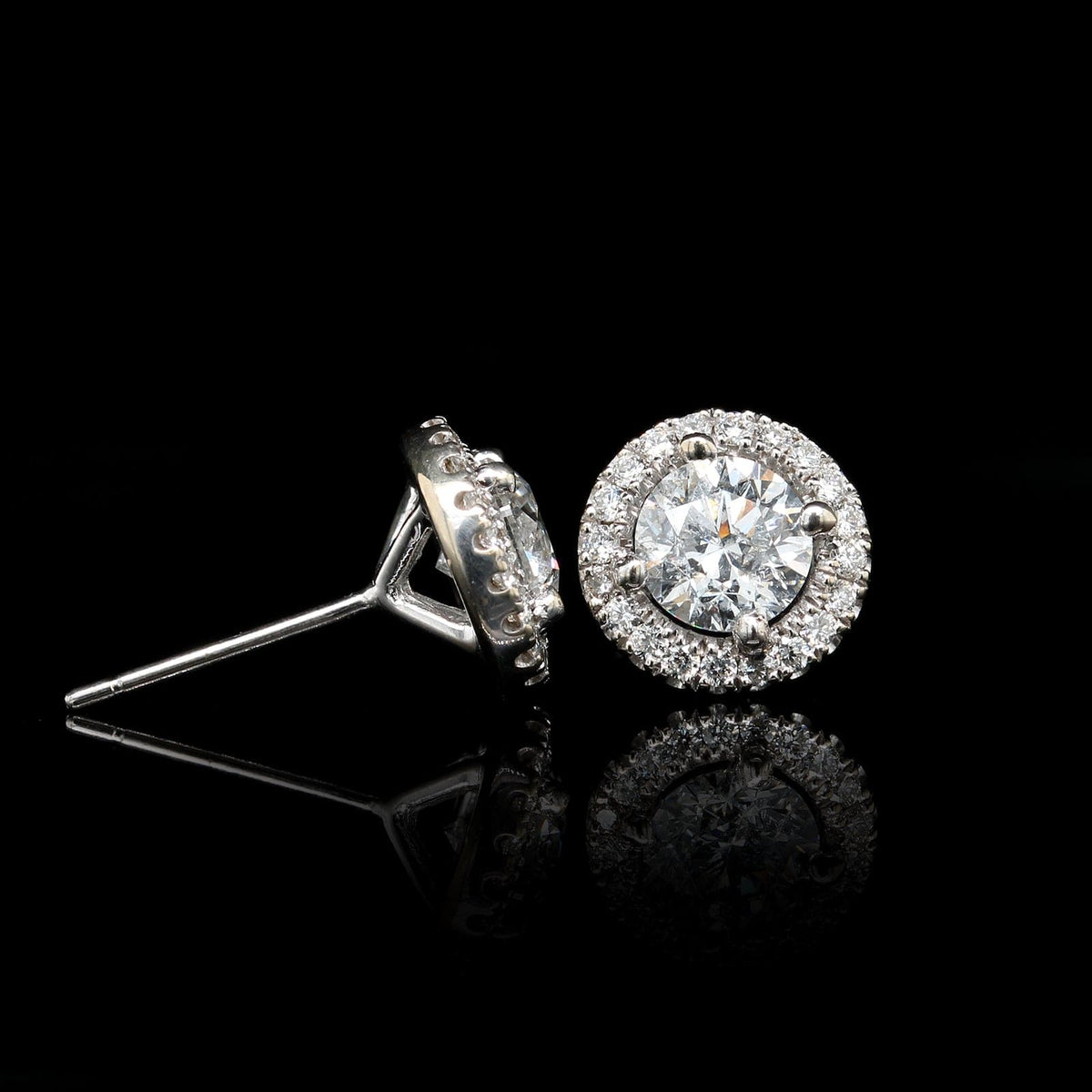 14K White Gold Estate Diamond Halo Earrings