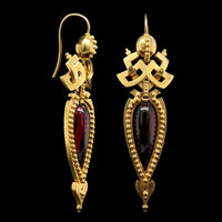 Antique 14K Yellow Gold Estate Garnet Earrings