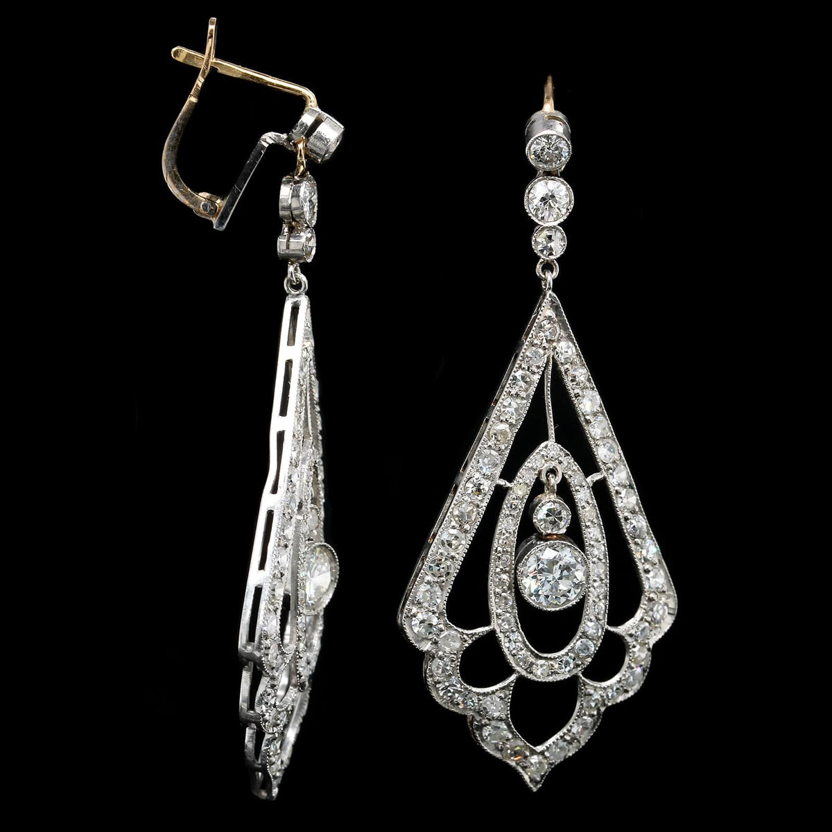 Antique Platinum Estate and Diamond Earrings