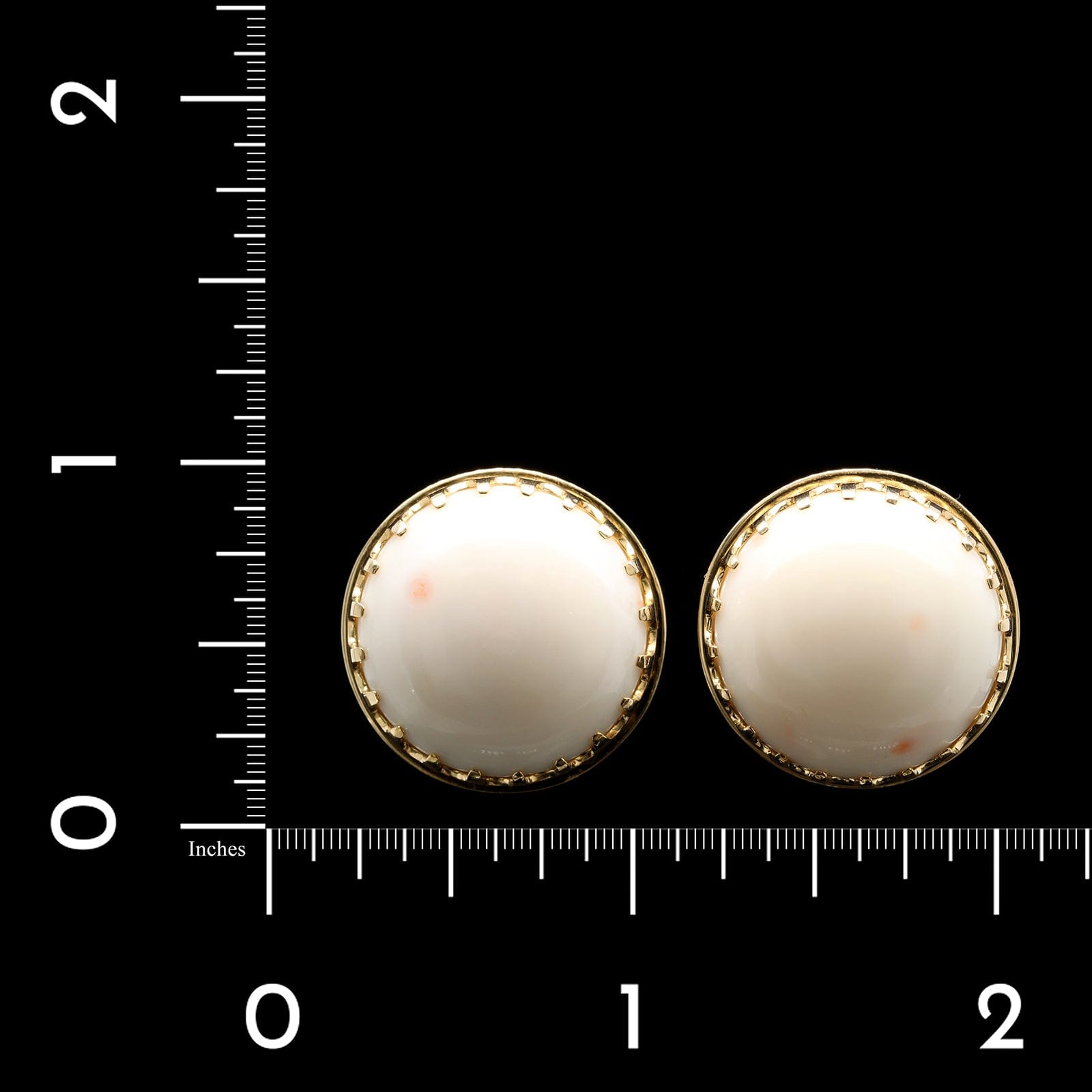 18K Two-tone Gold Estate White Coral Earrings