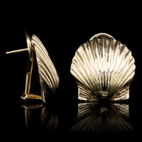 14K Yellow Gold Estate Seashell Earrings
