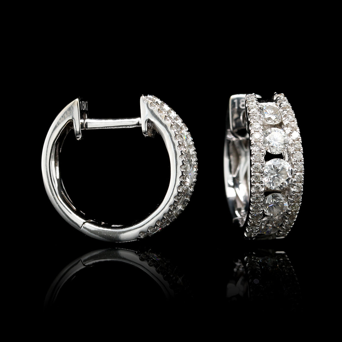 18K White Gold Estate and Diamond Hoops