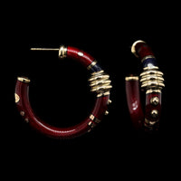 La Nouvelle Bague 18K Yellow Gold Estate Enamel Hoops