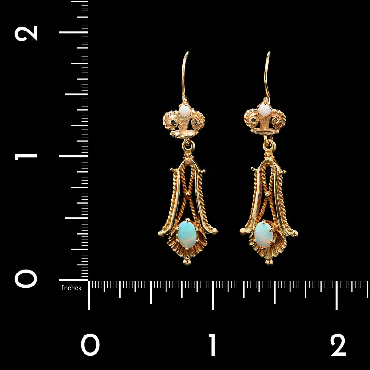 14K Yellow Gold Estate Opal Earrings