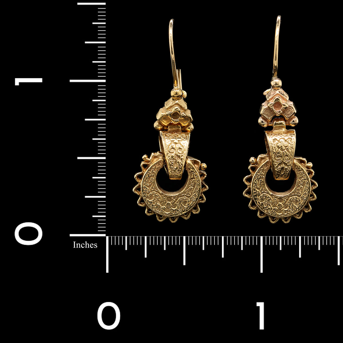 14K Yellow Gold Estate Vintage Drop Earrings
