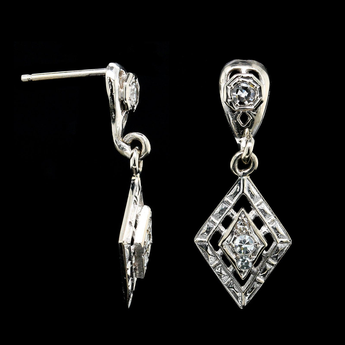 14K White Gold Estate Diamond Earrings