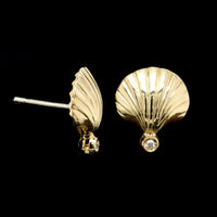 18K Yellow Gold Estate Diamond Shell Earrings