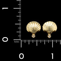 18K Yellow Gold Estate Diamond Shell Earrings