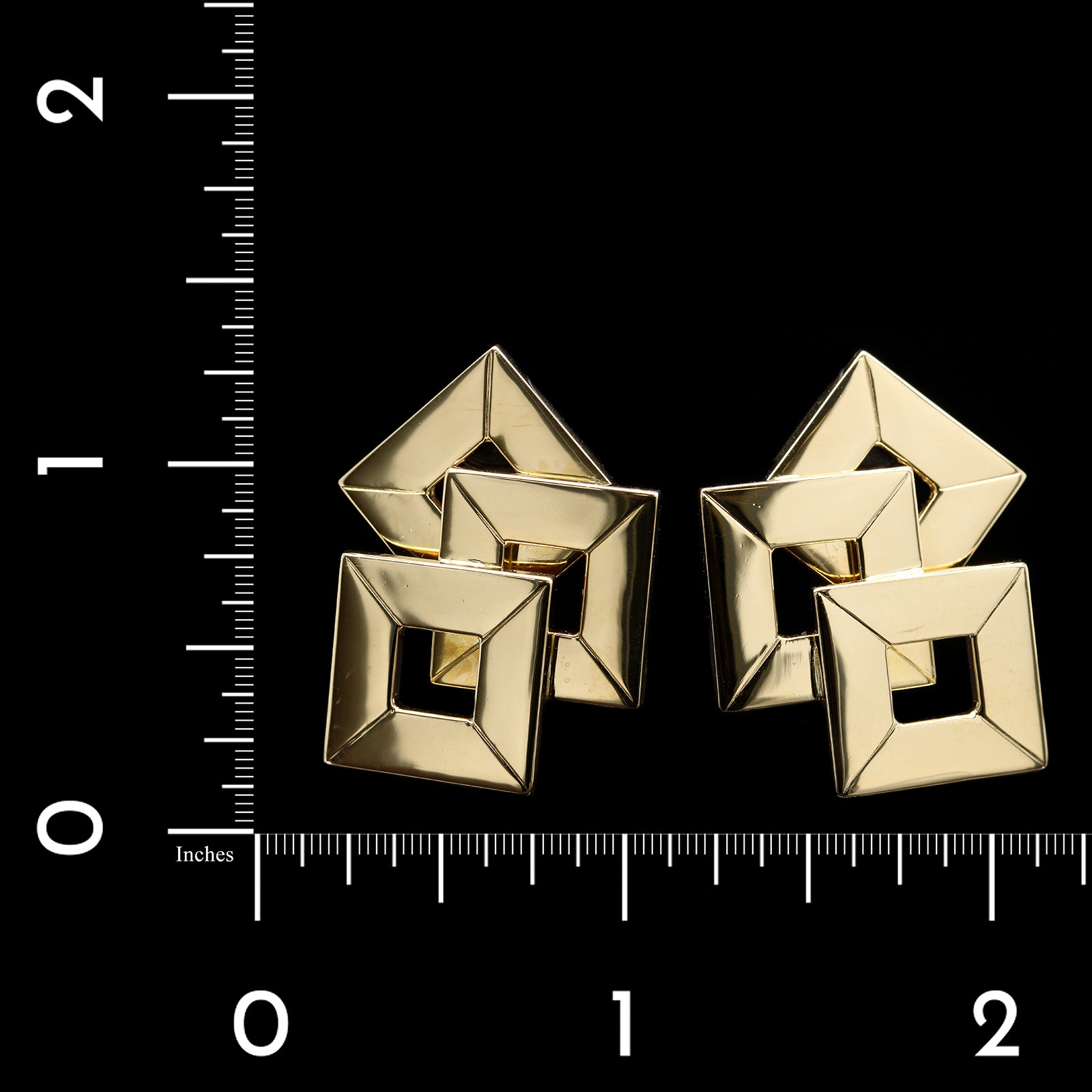18K Yellow Gold Estate Geometric Earrings
