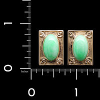 14K Yellow Gold Estate Jade Earrings
