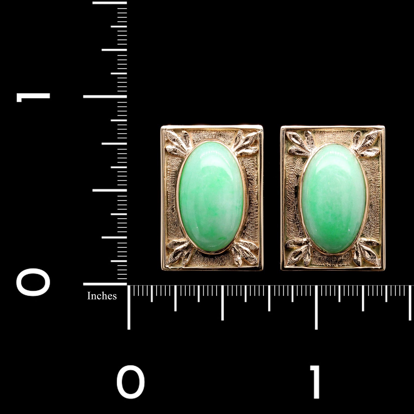 14K Yellow Gold Estate Jade Earrings