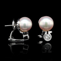 Platinum Estate Cultured Pearl and Diamond Earrings