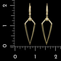 Penny Preville 18K Yellow Gold Estate Diamond Deco Drop Earrings