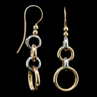 14K Two-tone Gold Estate Circle Drop Earrings