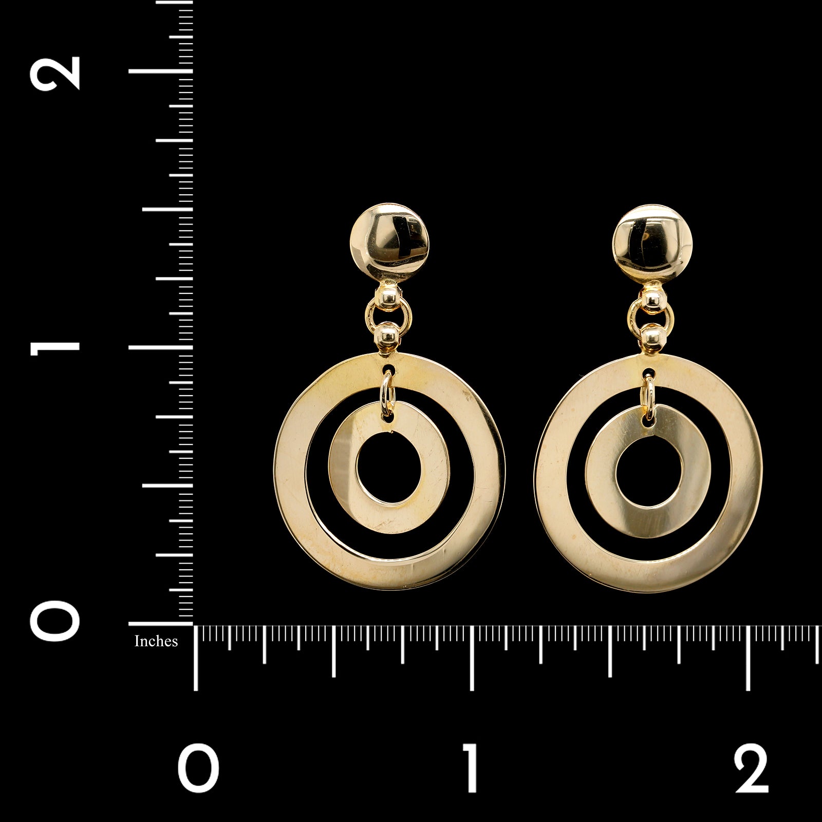 14K Yellow Gold Estate Circle Drop Earrings