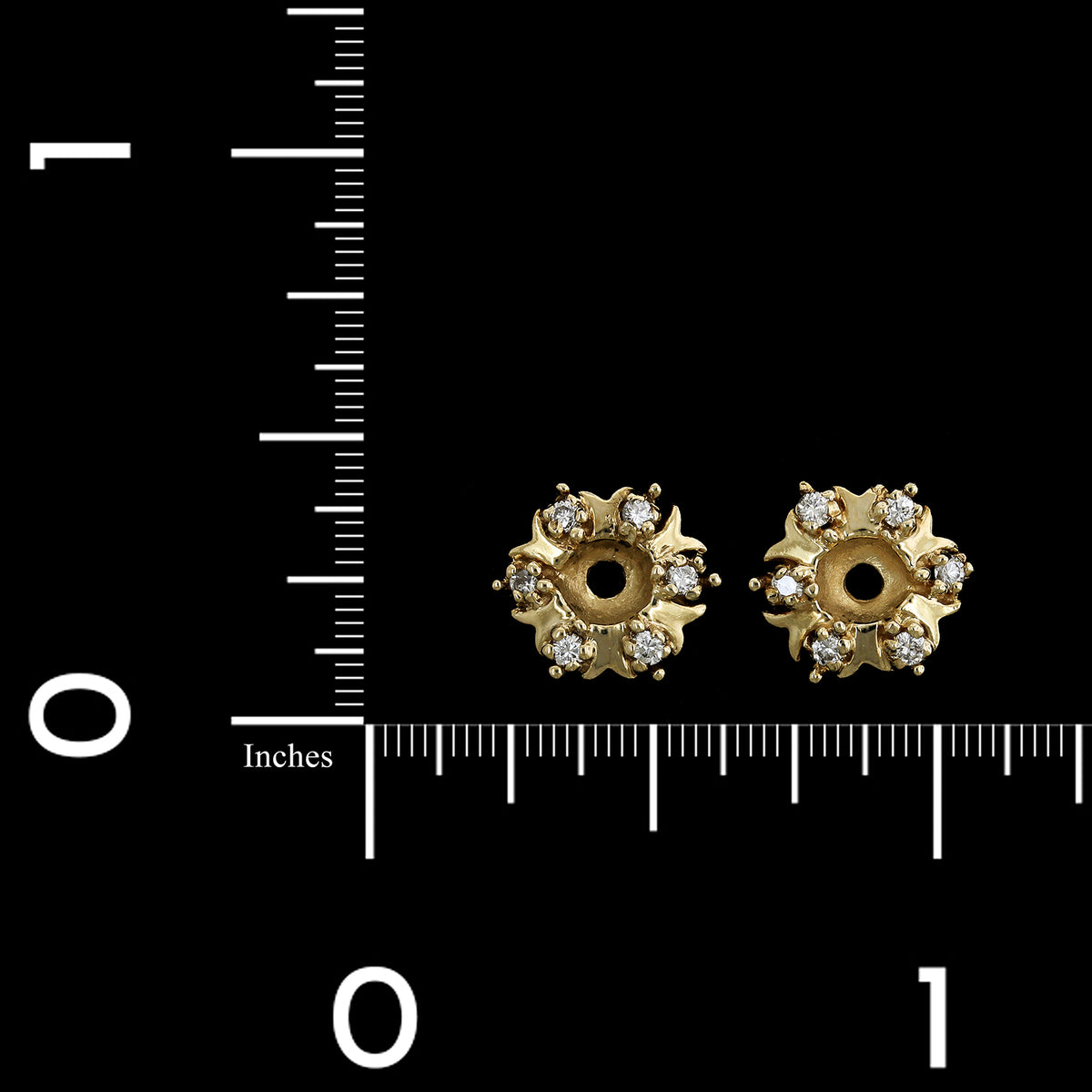 14K Yellow Gold Estate Diamond Earring Jackets