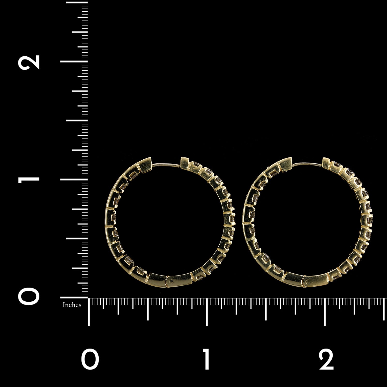 14K Yellow Gold Estate Diamond Inside Out Hoops