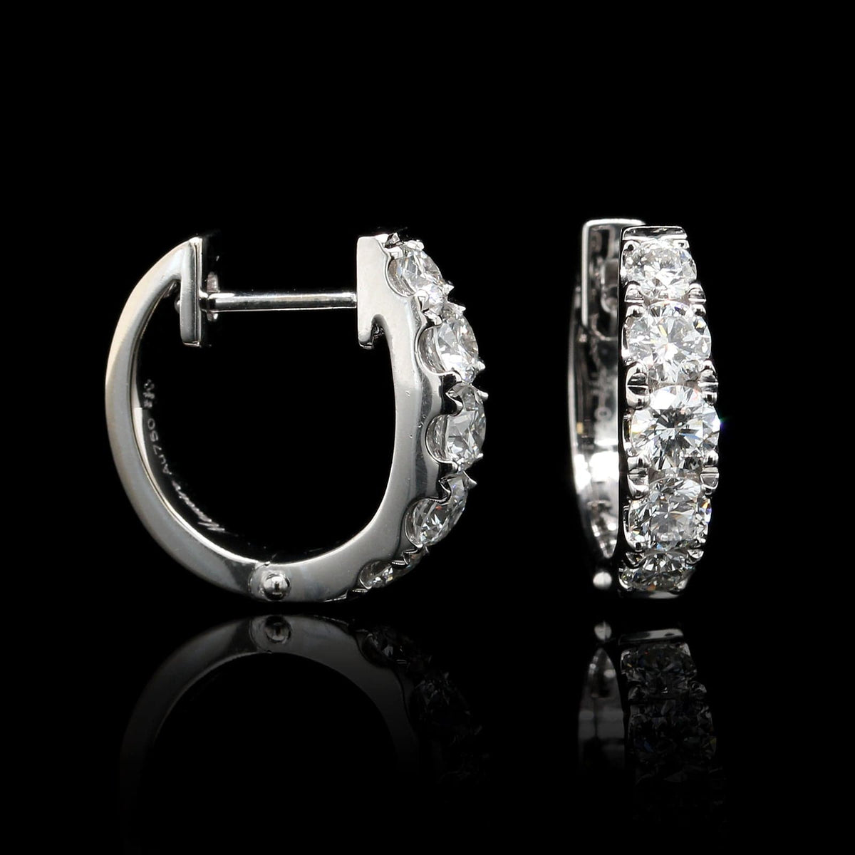 Memoire 18K White Gold Estate Diamond Hoops