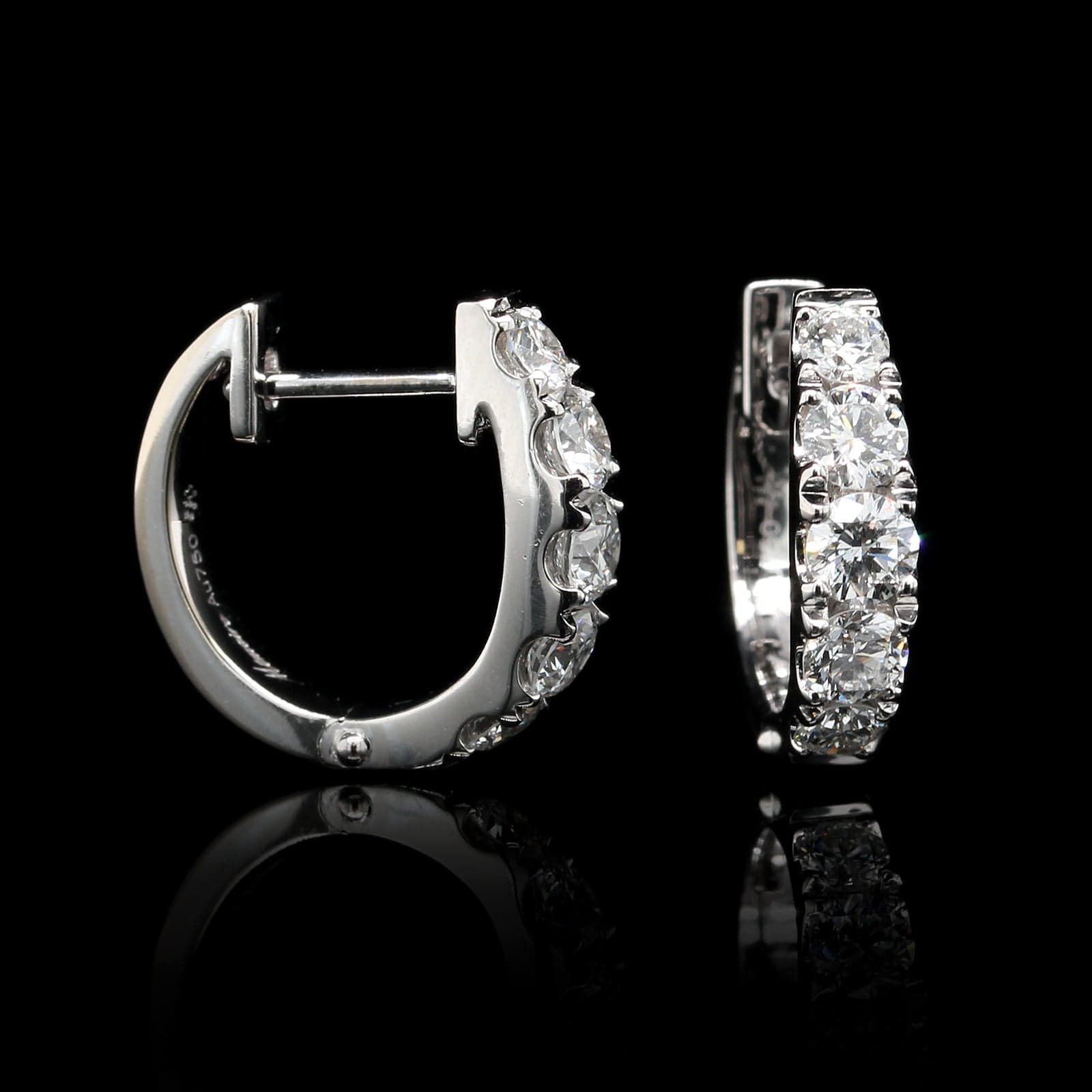 Memoire 18K White Gold Estate Diamond Hoops