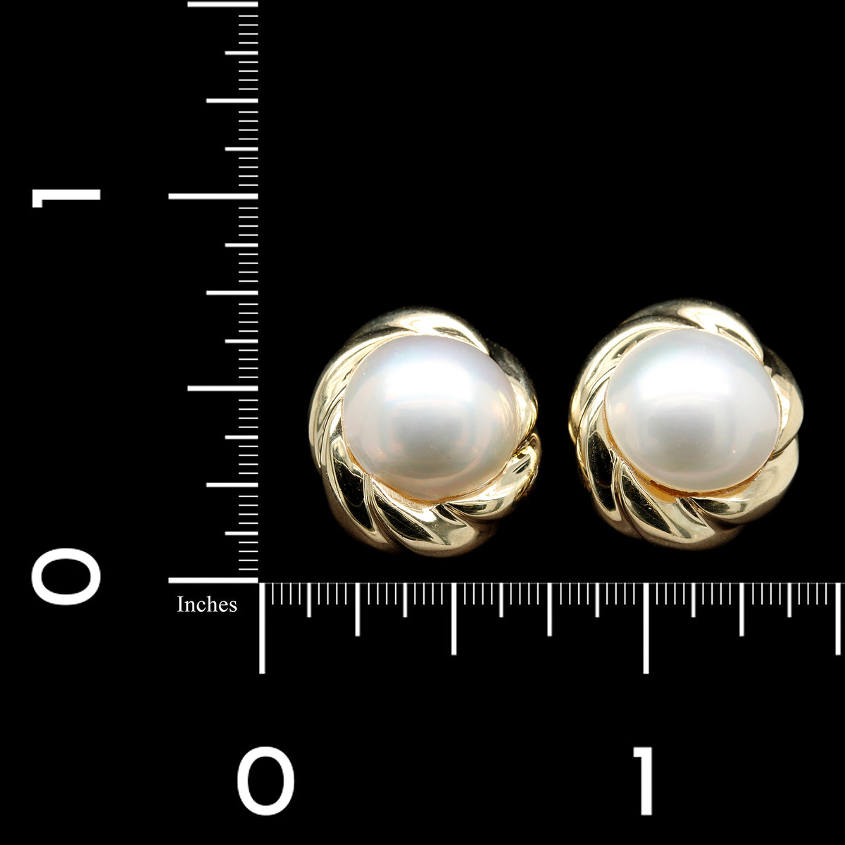 14K Yellow Gold Estate Mabe Cultured Pearl Earrings