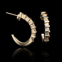 14K Yellow Gold Estate Diamond Hoop Earrings