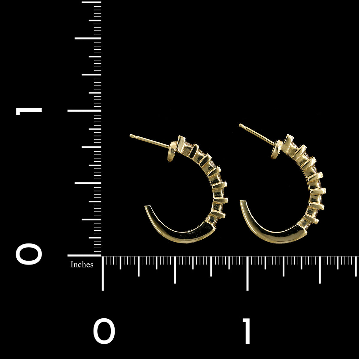 14K Yellow Gold Estate Diamond Hoop Earrings