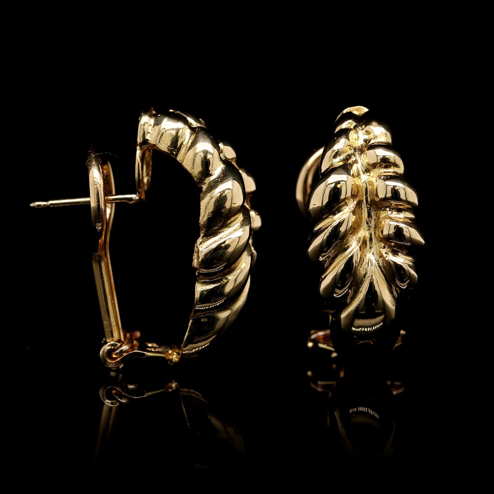 18K Yellow Gold Estate Half Hoop Earrings