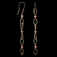 14K Yellow Gold Estate Pink Tourmaline Earrings