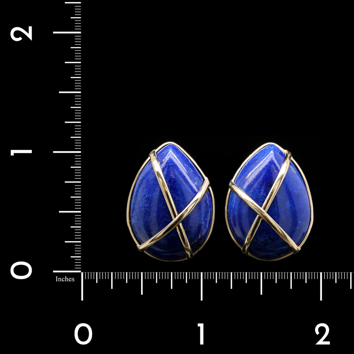 14K Yellow Gold Estate Lapis Lazuli Earrings