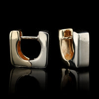 14K Two Tone Gold Estate Hoop Earrings