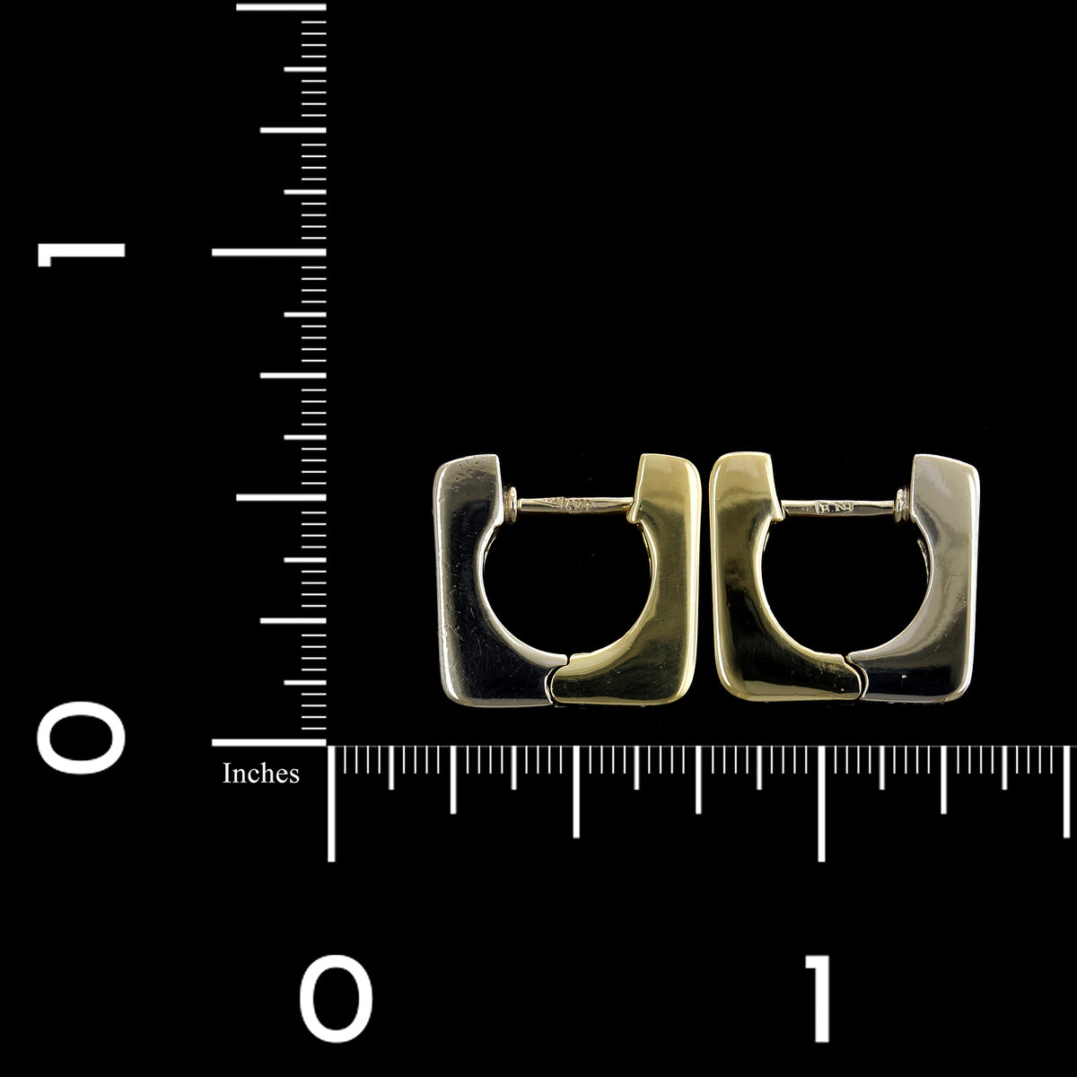 14K Two Tone Gold Estate Hoop Earrings
