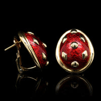 Tiffany & Co. Schlumberger 18K Yellow Gold Estate and Enamel Earrings