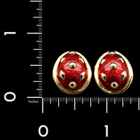 Tiffany & Co. Schlumberger 18K Yellow Gold Estate and Enamel Earrings