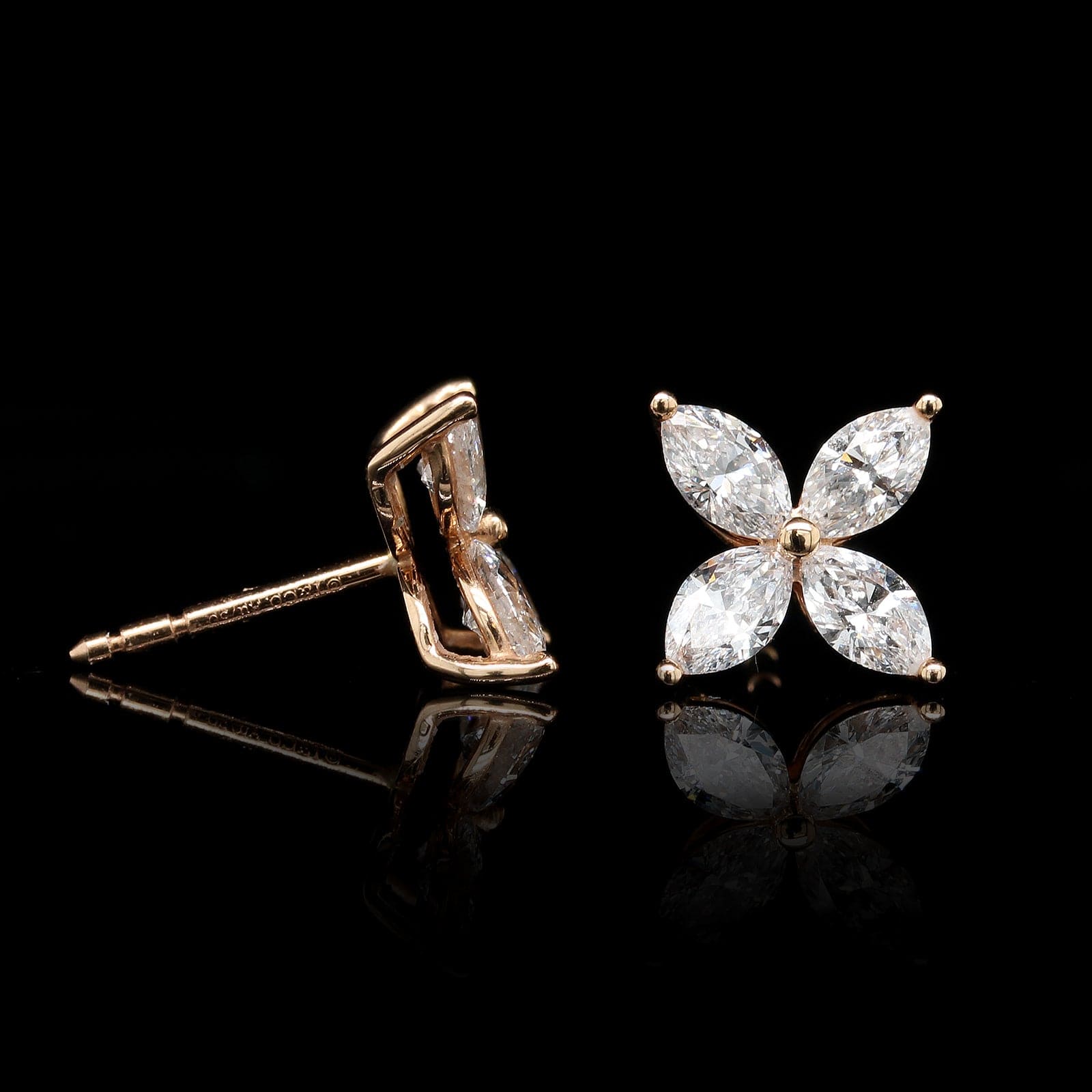 Tiffany & Co. 18K Rose Gold Estate and Diamond 'Victoria' Earrings