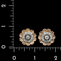 18K Yellow Gold Estate Silver Topped Gold and Diamond Earrings