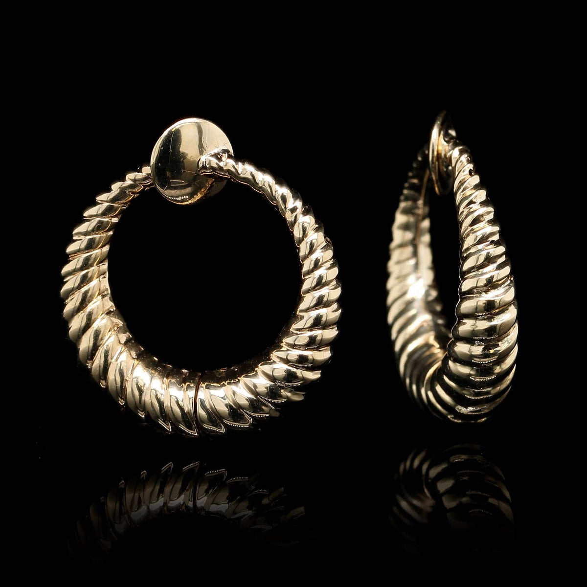 14K Yellow Gold Estate Circle Clip Earrings