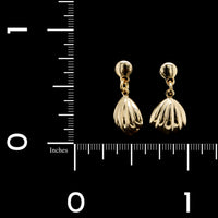 18K Yellow Gold Estate Shell Drop Earrings