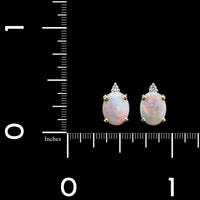 14K Yellow Gold Estate Opal and Diamond Earrings