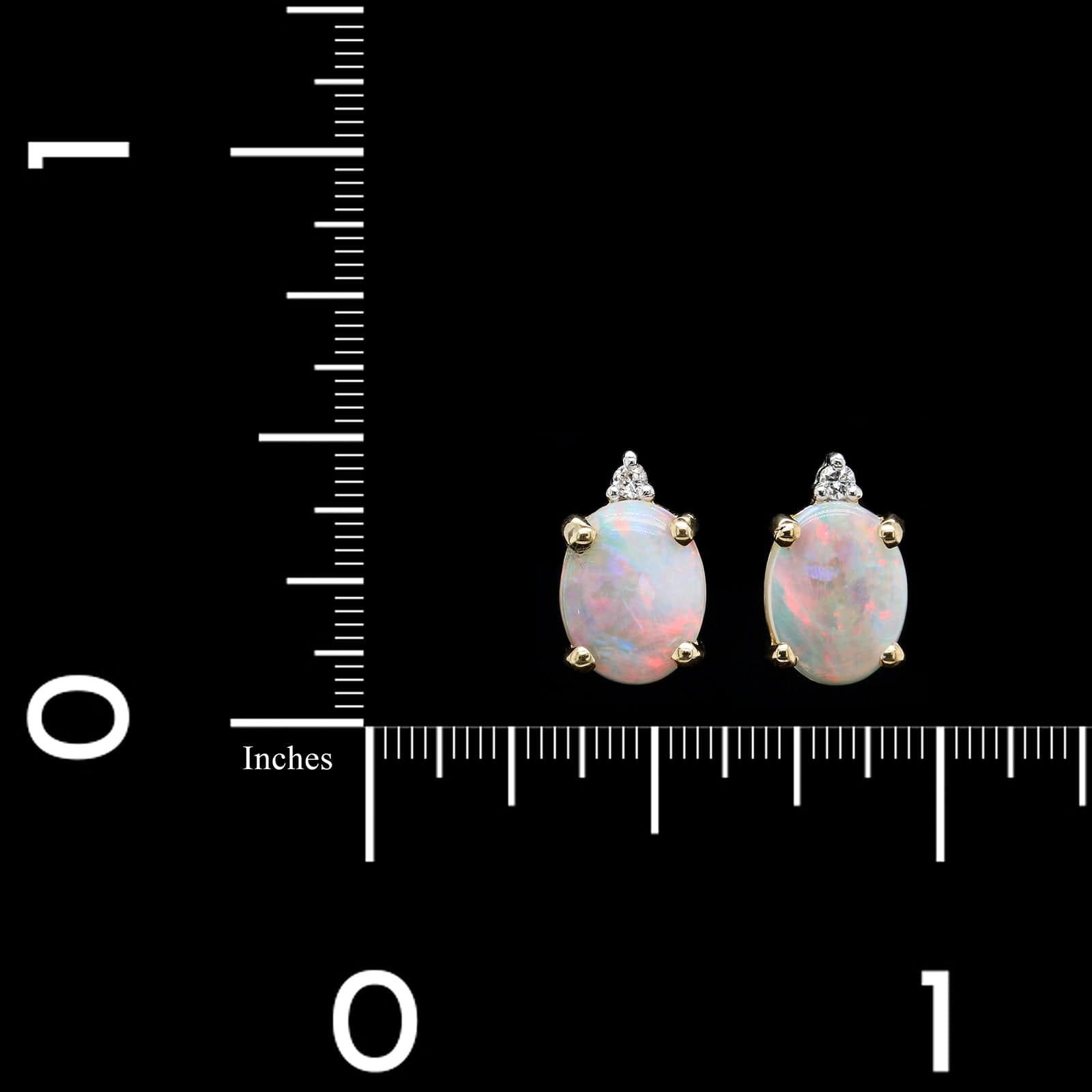 14K Yellow Gold Estate Opal and Diamond Earrings