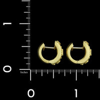 18K Yellow Gold Estate Ruby and Diamond Hoop Earrings