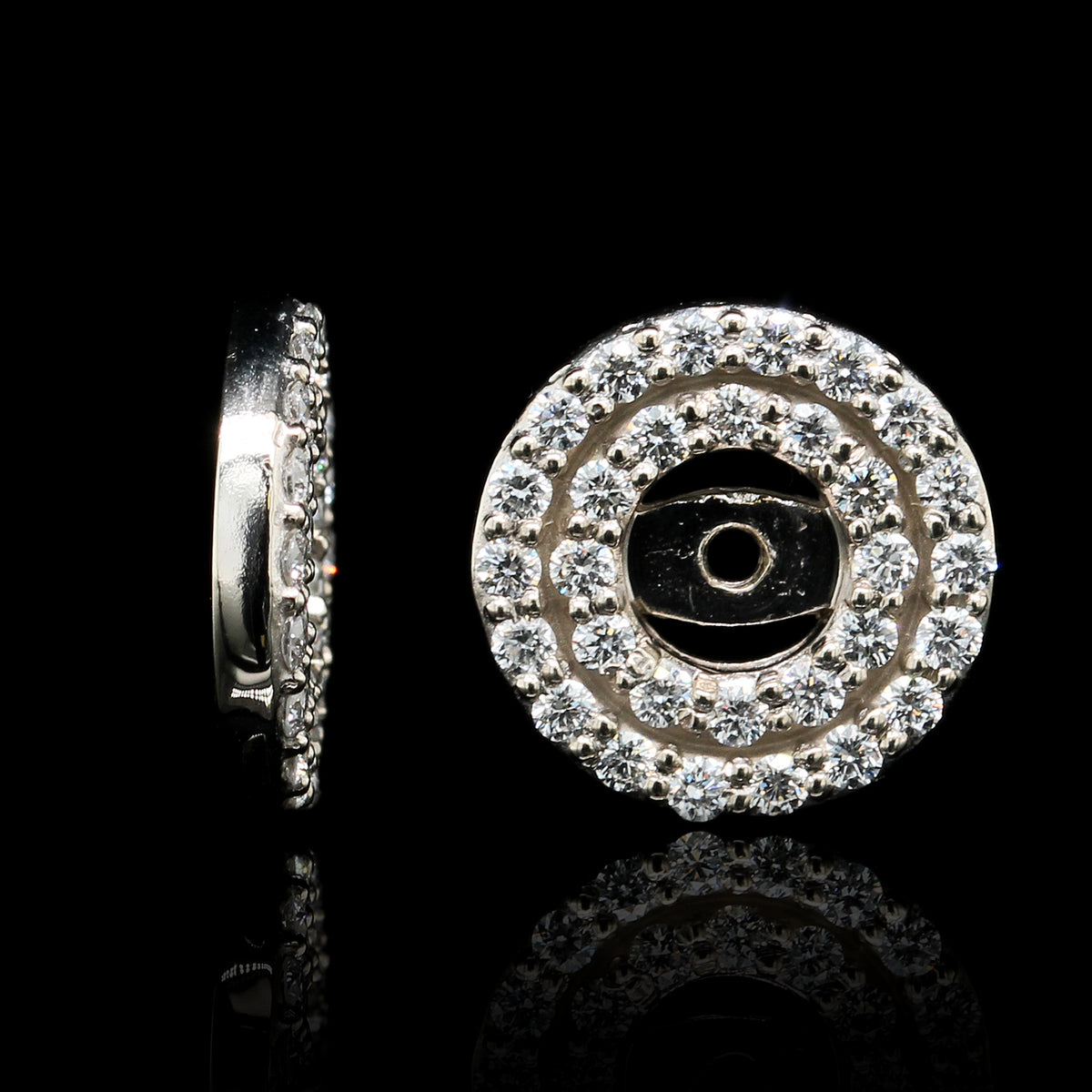 14K White Gold Estate Diamond Earring Jackets