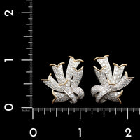 Tiffany & Co., Schlumbeger 18K Yellow Gold Estate and Platinum Diamond Ribbon Earrings