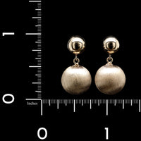 14K Yellow Gold Estate Textured and Polished Gold Ball Drop Earrings