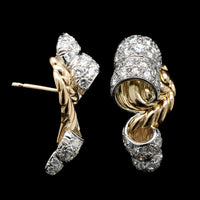 18K Two-tone Gold Diamond Estate Earrings