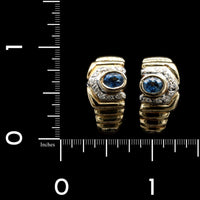18K Yellow Gold Estate Sapphire and Diamond Earrings