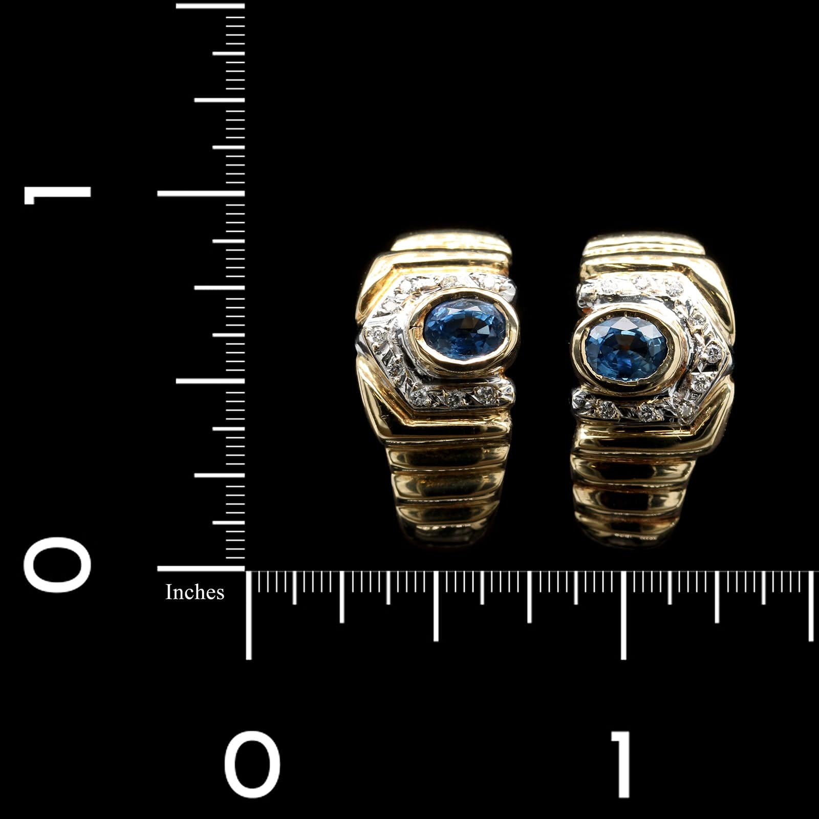 18K Yellow Gold Estate Sapphire and Diamond Earrings