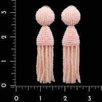Oscar de la Renta Estate Pink Short Beaded Tassel Earrings