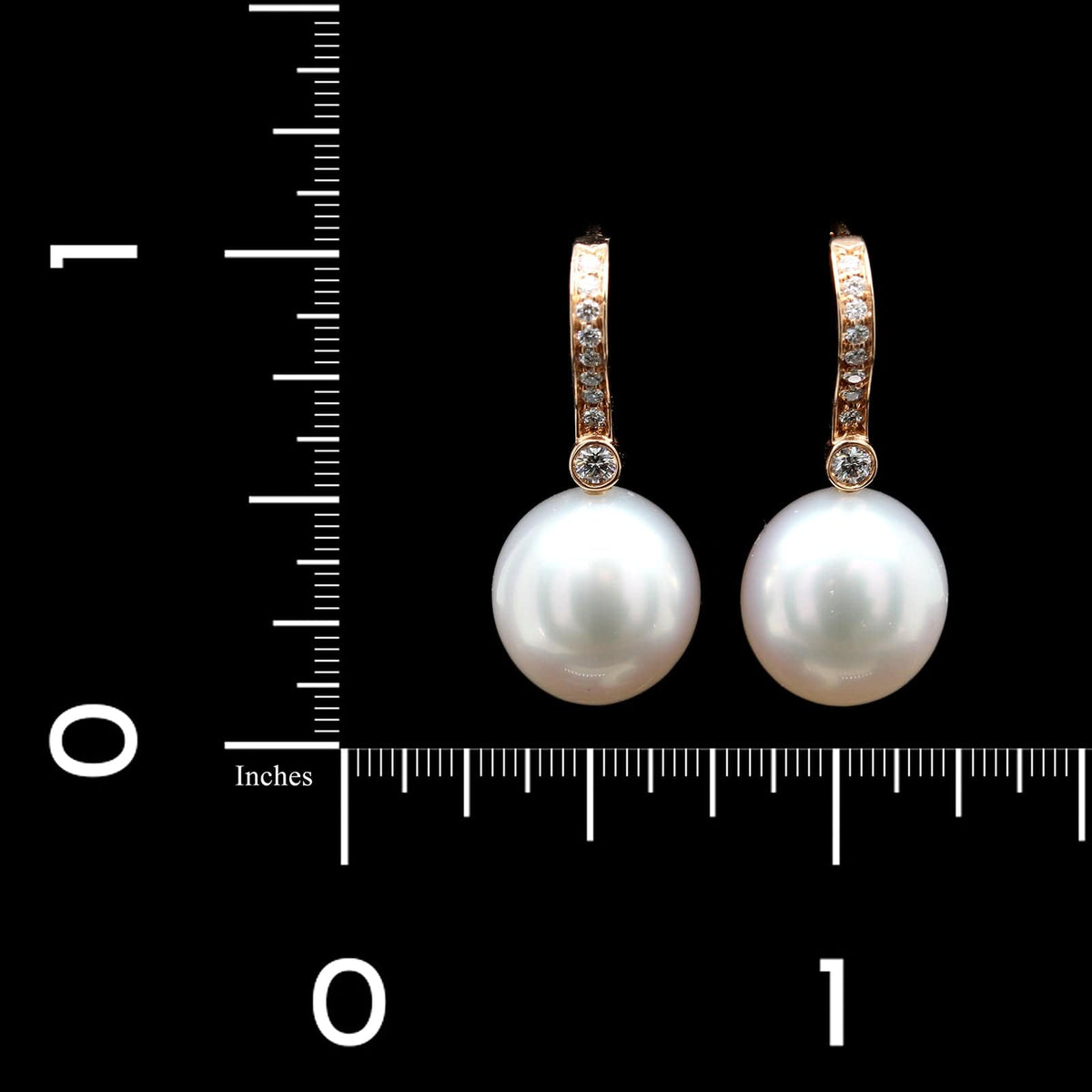 Tiffany & Co. 18K Rose Gold Estate South Sea Cultured Pearl and Diamond Earrings